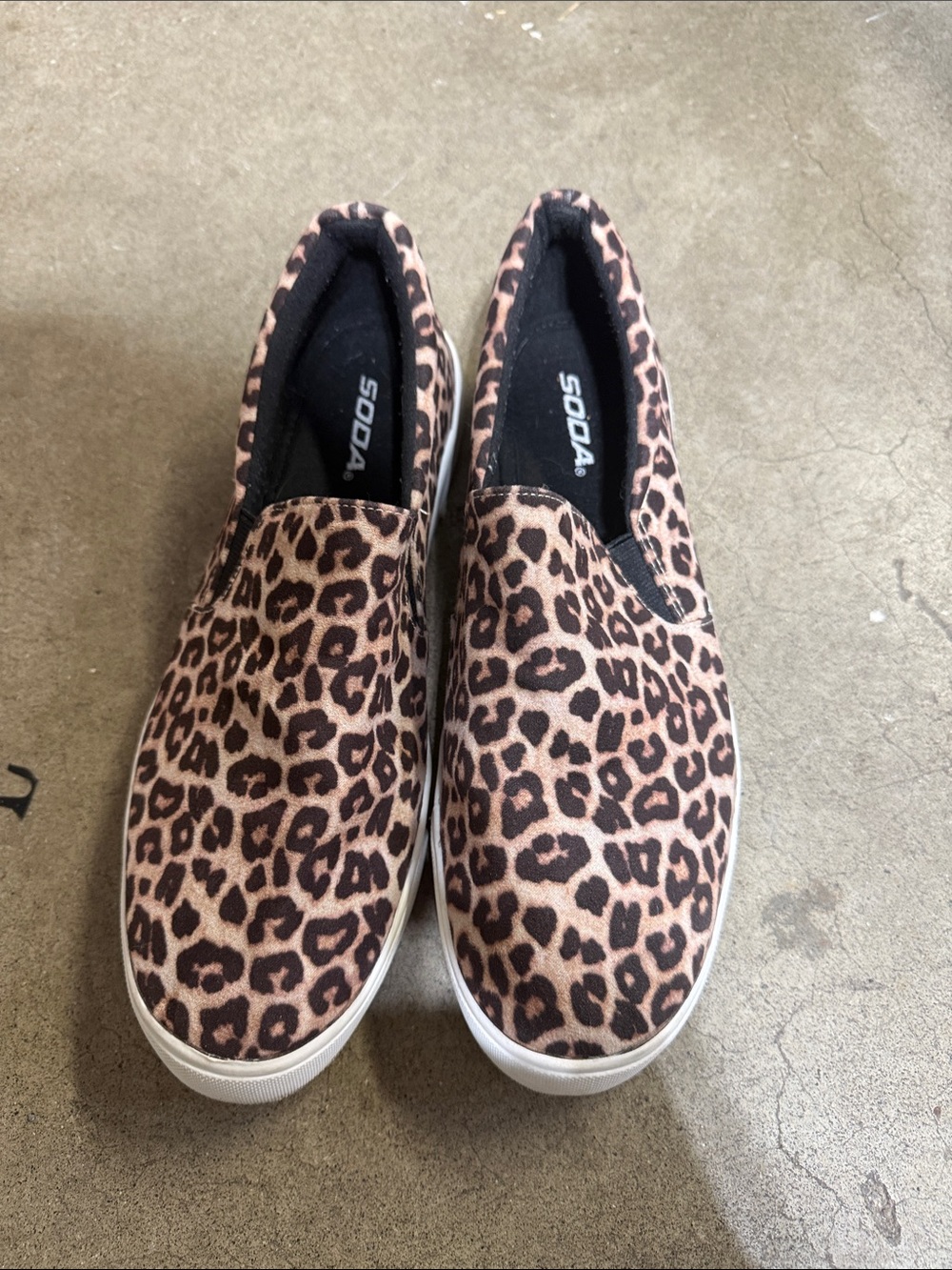 Soda Leopard Print Slip-On Sneakers - Brown/Tan